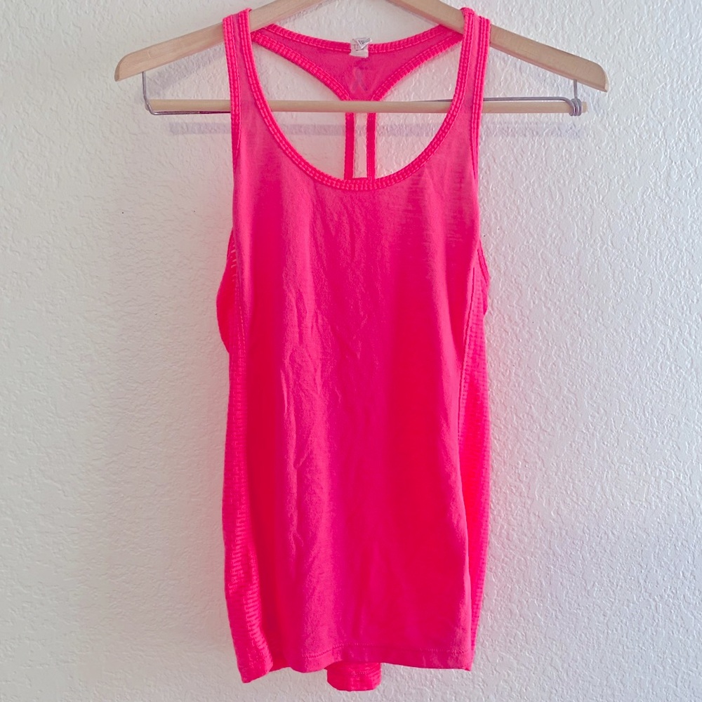 Under Armour Bright Neon Pink Heat Gear Racer Back Tank Top - XS
